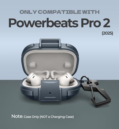 Dexnor for Beats Powerbeats Pro 2 Case with Drop-Proof Lock, Shockproof Rugged Bumper Cases Protective Cover with Carabiner & Keyring & Cleaner Kit for Powerbeats Pro 2 (2025) Blue - color: Blue