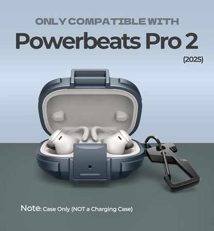 Dexnor for Beats Powerbeats Pro 2 Case with Drop-Proof Lock, Shockproof Rugged Bumper Cases Protective Cover with Carabiner & Keyring & Cleaner Kit for Powerbeats Pro 2 (2025) Blue - color: Blue