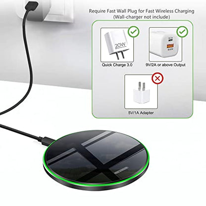 20W Fast Wireless Charger Pad,USB-C Wireless Phone Charging Station | Metal Frame Design,[20W SUPER Fast Charging] Wide Compatible with iPhone 17-11/Airpods,Samsung Galaxy/Buds,LG/Pixel -Black - color: Mirror