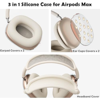 for AirPods Max Headphones Halloween Ear Covers for AirPods Max 2 | Cute Ghost Clear Ear Cups Cover | Beige Silicone Ear Pad Case Headband Cover for Apple AirPods Max 2/1 (2026/2024/2020) - color: Ghost C/Beige