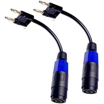 CNCESS Dual Banana Plug to Female Speakon Connector Adapter, 2-Pack | 12AWG, 6 in