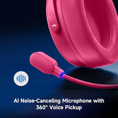 MCHOSE V9 PRO Wireless Gaming Headset 7.1 Surround Sound for PS5 PS4 PC Switch TOPSPEED Gaming Headphones, Noise Canceling Mic, 250Hr Battery, Low 15ms Latency, Lightweight, BT 5.3 FPS Games Rose&Red - color: V9PRO-RoseRed