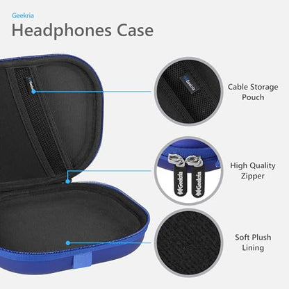 Geekria Shield Headphones Case Compatible with JBL Tune 510BT, Tune 660NC, Tune 560BT, Tune 500BT, Jr 310BT, Replacement Hard Shell Travel Carrying Bag with Cable Storage (Blue) - color: Blue