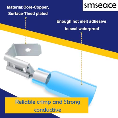 smseaces 140Pcs Heat Shrink Piggy Back Spade Connectors 22-10AWG 6.3mm(1/4") Piggyback Wire Connectors for Automotive,Audio Systems,Household Appliances Double Spade Connector - style: Heat Shrink Connectors