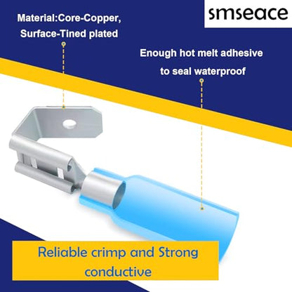 smseaces 140Pcs Heat Shrink Piggy Back Spade Connectors 22-10AWG 6.3mm(1/4") Piggyback Wire Connectors for Automotive,Audio Systems,Household Appliances Double Spade Connector - style: Heat Shrink Connectors