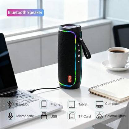 Portable Bluetooth Speakers Long-Lasting Wireless Bluetooth Speaker with Bluetooth 5.3 Technology All-Around Wireless Speaker Black - color: Black