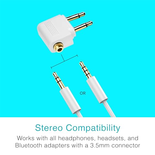 MEE Audio Connect Air in-Flight Bluetooth Wireless Audio Transmitter, with Extra Dual 3.5mm Jack AUX Adapter, for up to 2 AirPods/Other Headphones; Works with All 3.5mm Aux Jacks, White - color: White, style: Connect Air Bundle