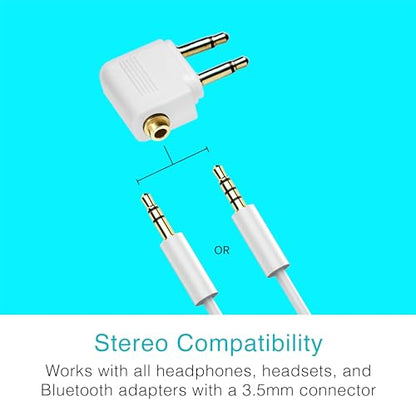 MEE Audio Connect Air in-Flight Bluetooth Wireless Audio Transmitter, with Extra Dual 3.5mm Jack AUX Adapter, for up to 2 AirPods/Other Headphones; Works with All 3.5mm Aux Jacks, White - color: White, style: Connect Air Bundle