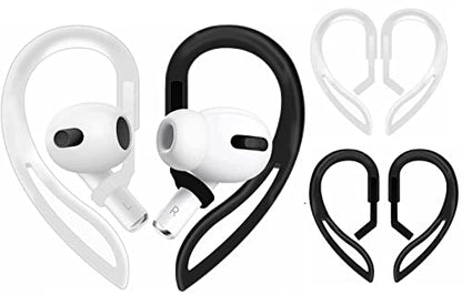 2 Pairs Ear Hooks Compatible with AirPods 3rd Generation [Multi-Dimensional Adjustable] Anti-Slip Ear Fins Accessories Compatible with AirPods Pro AirPods 3 2 1 Gen,Black/White