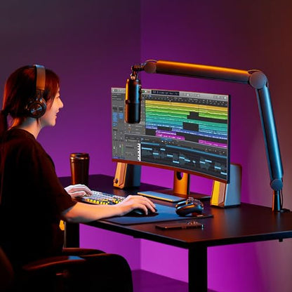 Mount-It! Mic Arm, Microphone Boom Arm, Adjustable Full Motion Mic Desk Mount, for Streaming, Gaming, Podcast, Recording, 3/8" and 5/8" Compatible, Height up to 33.3", Black