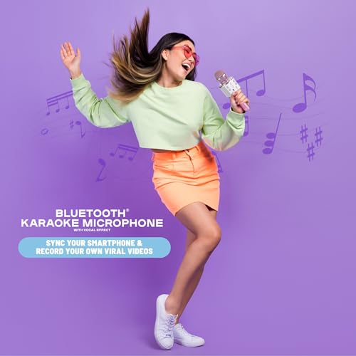 Claire's Bluetooth Karaoke Microphone for Kids, Wireless Mic with Voice Effects, Echo, USB-C Charging, Volume Controls & TF Card Slot, Portable & Durable Toy for Singing, Parties & Gifts, Ages 6+