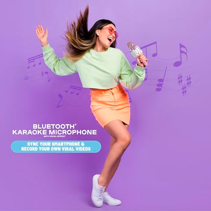 Claire's Bluetooth Karaoke Microphone for Kids, Wireless Mic with Voice Effects, Echo, USB-C Charging, Volume Controls & TF Card Slot, Portable & Durable Toy for Singing, Parties & Gifts, Ages 6+