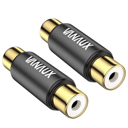VANAUX 2-Pack Gold RCA Female to Female Coupler,Barrel Connectors Adapters Extend Subwoofer RCA Cables Gold Plated for HDTV,Speakers, Amplifiers, Car Audio-Black - size: 2PCS-black, style: RCA Female to RCA Female