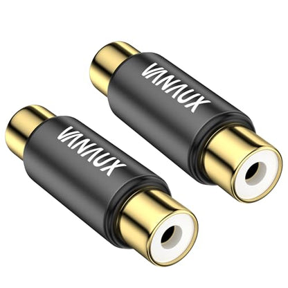 VANAUX 2-Pack Gold RCA Female to Female Coupler,Barrel Connectors Adapters Extend Subwoofer RCA Cables Gold Plated for HDTV,Speakers, Amplifiers, Car Audio-Black - size: 2PCS-black, style: RCA Female to RCA Female