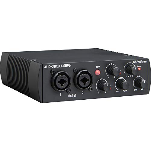 Presonus AudioBox 96 25th Anniversary Audio/Midi Recording USB Interface and NEW Updated Studio One Artist Software Kit with Condenser Microphone Shockmount and XLR Cable