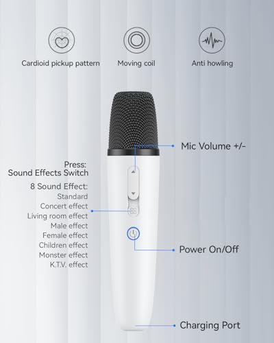 Tesla Karaoke Microphone for Tesla with Portable Case, Car Karaoke Microphone with USB A Receiver for Tesla Model Y/3/S/X, Wireless Singing Mic with 3.5mm Jack for Cars, Speakers, 1 Mics