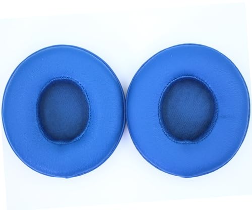 Headphone Replacement Ear Pad Cover Compatible with Beats by Dre Solo3 Solo2 Wired Wireless Headphones Protein Leather Memory Foam Headphone Cushion Ear Muffs-Blue - color: blue