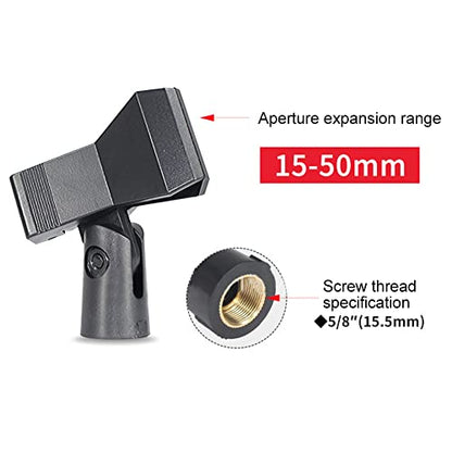2pcs Microphone Clip, Adjustable Mic Clip Holder for Mic Stand, Mic Holder Clamp for Handheld Microphones(Black)