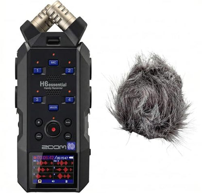 Zoom H6essential 32-Bit Float Recorder Bundle with WSH-4e Windscreen | Includes Zoom WSH-4e hairy windscreen to reduce wind noise during outdoor and location recording. - style: H6e + Windscreen