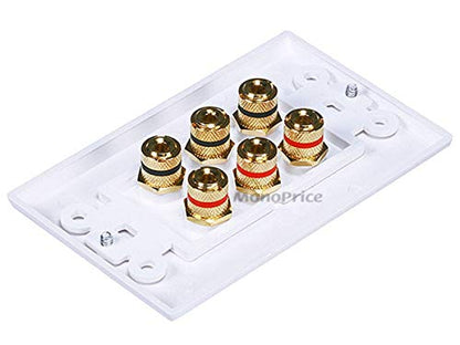 Monoprice 103538 Banana Binding Post Two-Piece Inset Wall Plate for 3 Speakers, Single PCS - size: 3 Speaker, style: 2-Piece