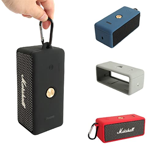 DAYJOY Soft Silicone Protective Bumper Frame Case Cover Compatible with Marshall EMBERTON Portable Bluetooth Speaker, Protective Skin Sleeve with Carabiner (Grey) - color: grey