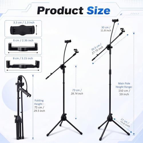 Sherr 2 Pcs Microphone Stand Boom Bulk, Adjustable Height Tripod Mic Stand with Dual Clip Foldable Universal Heavy Duty Tripod Holder for Live Stream Singing Stage (Mic1) - style: Mic1