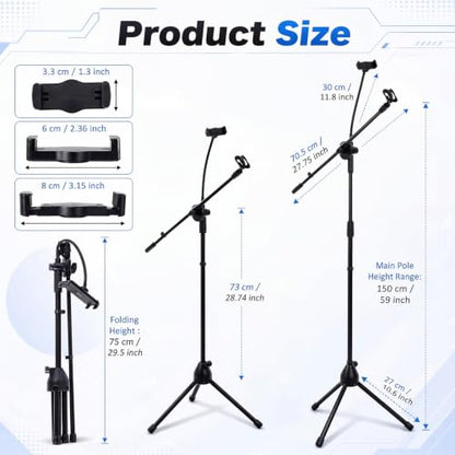 Sherr 2 Pcs Microphone Stand Boom Bulk, Adjustable Height Tripod Mic Stand with Dual Clip Foldable Universal Heavy Duty Tripod Holder for Live Stream Singing Stage (Mic1) - style: Mic1