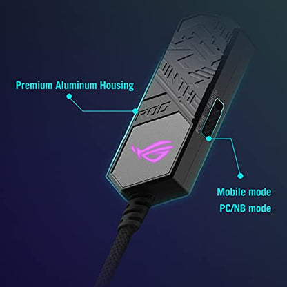 ASUS ROG Clavis USB-C Gaming DAC ESS 9281 Quad DAC Amplifier | AI Noise-Canceling Mic, MQA Rendering, Aura Sync RGB, Compatible with PC, Mobile, PlayStation 5, and Switch