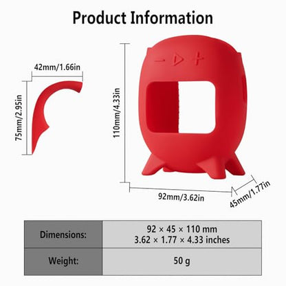 Geiomoo Silicone Carrying Case for JBL Clip 5, Protective Portable Scratch Shock Resistant Cover (Red) - color: Red