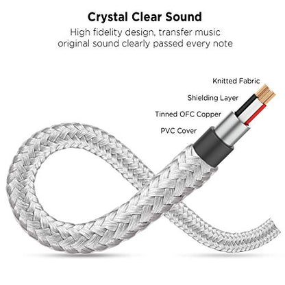 Headphone Splitter, 3.5mm Stereo 2-Way Audio Cable - 20CM / Gray | Stereo Audio Sound, Dual Headphone and Speaker Audio Output, Compatible with iPhone, iPad, Laptops, Tablets, 3.5mm devices - color: Shinning Silver, size: 9.8 inch / 25 cm