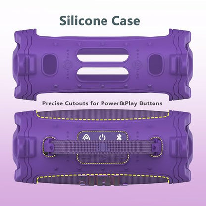 JCHPINE Silicone Cover and Carrying Case for JBL Charge 6 Bluetooth Speaker | Accessories for JBL Charge 6 AI Sound Bluetooth Speaker Protective Cases with Shoulder Strap (Purple) - color: Purple