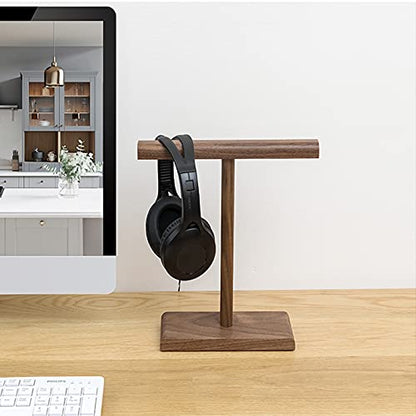 Headphone Stand/Headset Holder Dual Headphones Stand for Desk Solid Wood Gaming Headsets Holder Hanger Creative Display Headset Hanger Simple Bracket Storage PC Gaming Headset Stand ( Color : 1 )