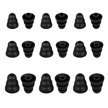 9 Pairs Replacement Earbud Tips Triple Flange Ear Tip for Most in Ear Headphones (Inner Hole 3.8mm) Earbud Covers Triple Flange Noise Isolate Silicone Ear Bud Tips, Black S M L