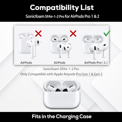 SFAir-1-2 Pro Medium - Memory Foam Earbud Tips - 5 Pairs - Black | Fits Airpods Pro 1 & 2, One Pair Lasts up to 4 weeks, Fits in Charging Case - size: Medium - AirPods Pro 1&2