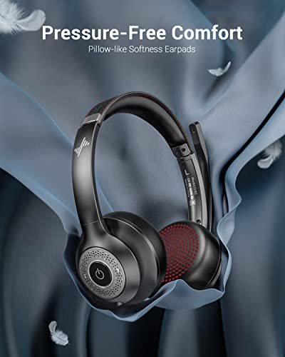 JIAMQISHI Wireless Headset with Mic for Work, Bluetooth V5.2 Headphones with Noise Cancelling Microphone, USB Dongle, Clear Calls & Mic Mute, for Laptop, PC, iPhone & Android Phones - color: Black