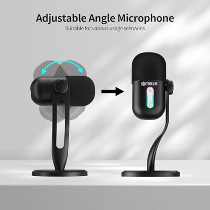 USB Condenser Microphone for Recording, Streaming, Podcasting | Noise Reduction & One-key Mute, Work with Laptop/PC/Tablet/Cellphone, Black