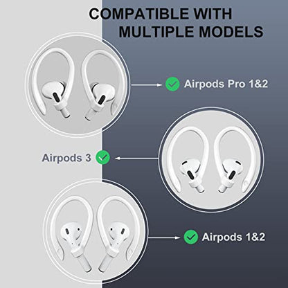 2 Pairs AirPods Ear Hooks for AirPods Pro 2 Pro, 4 3 2 1, White | Upgraded Anti Slip Sports Clip Hooks - color: White