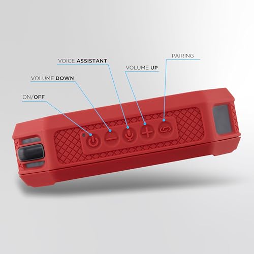 Altec Lansing Portable Bluetooth Speaker HYDRAMINI 2.0, IP67 Waterproof, Portable Speaker, 12h Playtime, Wireless Pairing, USB-C Quick Charge, Magnetic Bluetooth, Voice Assistant Integration - color: Crimson Red/Black