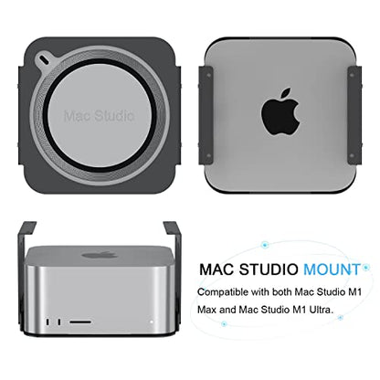 IFCASE Aluminum Under Desk Mount for Mac Studio M4 M3 M2 M1 Max, Ultra with Anti-Scratch Pad (Black) - color: Black