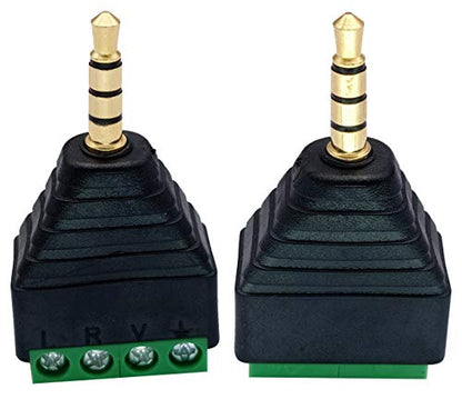 4 Pole 3.5mm Screw Terminal 3.5mm (1/8) Stereo TRRS Audio Male to AV 4 Pin Female Screw Terminal Double Track Headphone Balun Solderless Converter Adapter(5 Pack/Male) - color: Male