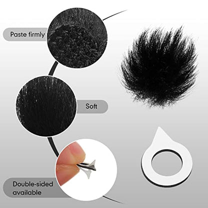 Nezyo 10 Pcs Camera Mic Windscreen Wind Muff Built in Microphone Camera Muff Compatible with DSLRs Outdoor Windshield and 20 Pcs Sticker, Black, 0.24 x 0.24 Inch