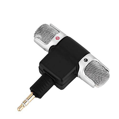 Hakeeta Mini Stereo Microphone for PC Laptop MD Camera, Directional Condenser Flexible Microphone Vlogging Microphone with 3.5mm Gold-Plating Plug