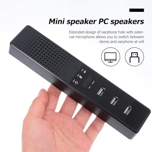 Portable USB Conference Microphone and Desktop Speaker with Stereo Effect, Black Abs Material Mini Laptop Speaker for Office and School Use, Compact Design with Enhanced Sound