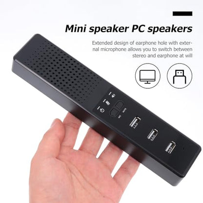 Portable USB Conference Microphone and Desktop Speaker with Stereo Effect, Black Abs Material Mini Laptop Speaker for Office and School Use, Compact Design with Enhanced Sound