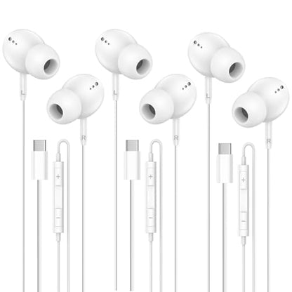 USB C Headphones with Microphone for iPhone 17 16 15 Pro Max,3 Pack | Type-C Wired Earbuds with Volume Control,Nosie Cancelling,Earphone for Galaxy S26 S25 S24, Pixel 10a 9
