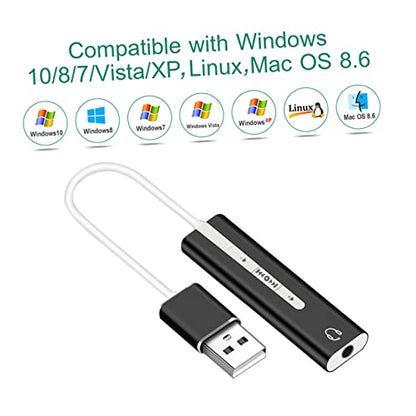 Hemoton Built Sound Card USB Surround Sound Microphone Earphone for Easy Volume