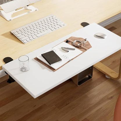 Desk Extender 24‘’ x 12 Inch Foldable Table Extension Folding Wall Table Keyboard Extender for Desk Clamp-on Shelf for Dorm Bunk, Office, Kitchen Bar, RV Countertop, Laundry Room (White) - color: White