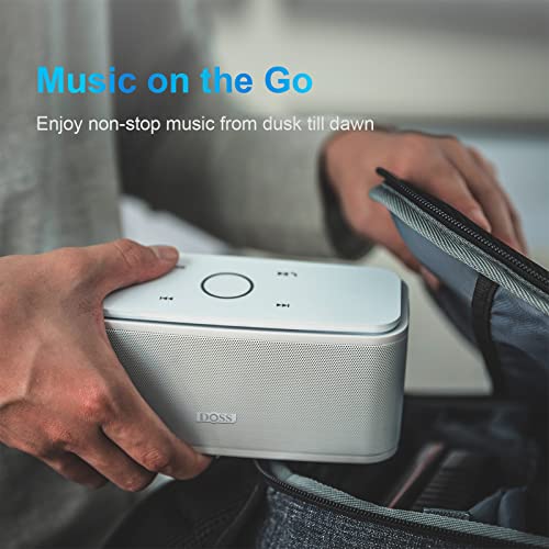 DOSS SoundBox Touch Wireless Bluetooth Speaker-12W HD Sound with Rich Bass | Portable & Small Design, IPX5 Waterproof, 20H Playtime, Handsfree, House, Office Desktop, Bedroom, Indoor Use, White - color: White