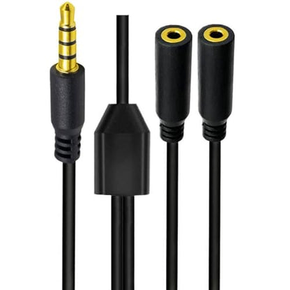 1.6ft 1/8” 3.5mm TRRS Stereo Extension Audio Cable, 1 Male to 2 Female Splitter Aux Cord, 4 Pole Jack Headphone MIC Extender for Smart Phones, MP3, Laptops, Don’t Support MIC of IOS Headphone - style: 1 to 2