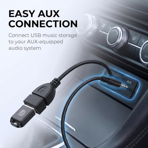 2Pcs Black USB to AUX Adapter Cable,3.5mm Male AUX Plug to USB 2.0 Female Converter Adapter Cable Cord for Car Aux Port 20cm/8-inch Length Black OTG Adapter Accessories